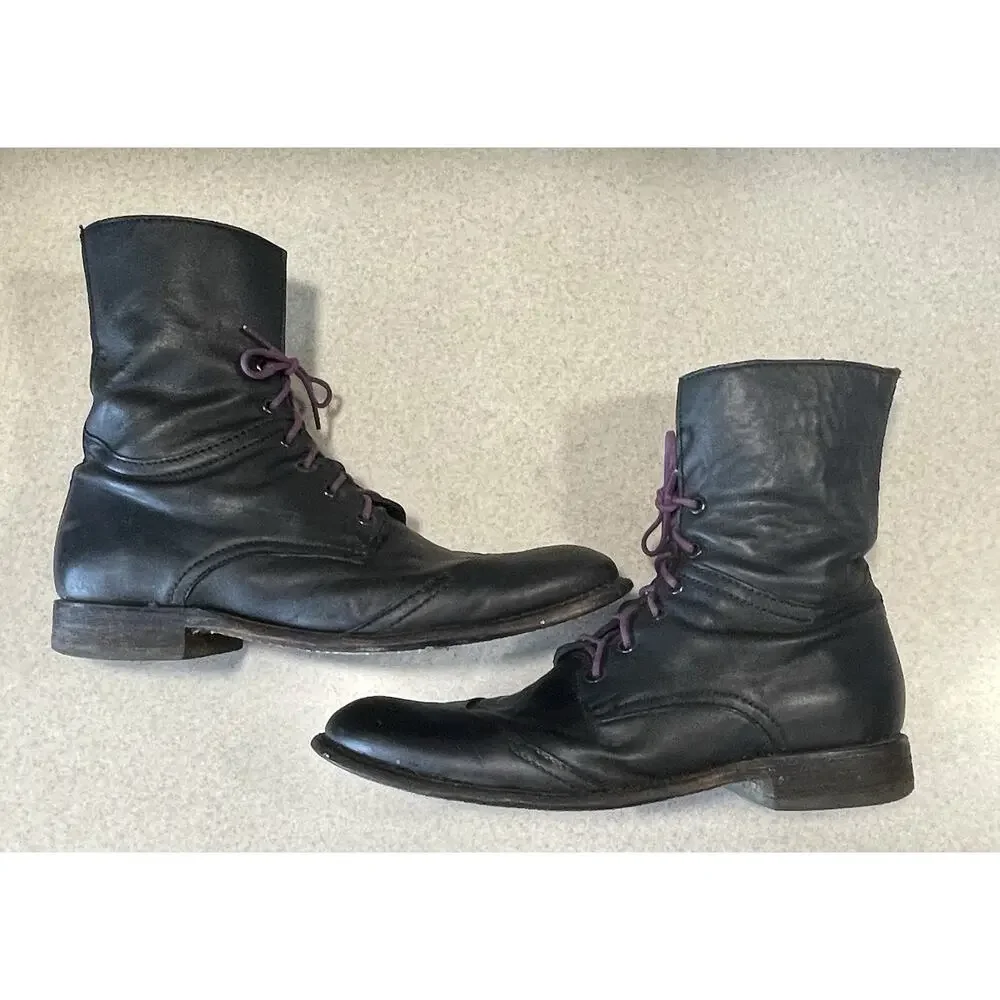 JD Fisk Black Leather Ankle Boots Men’s Size 10 Hipster Fashion Wear